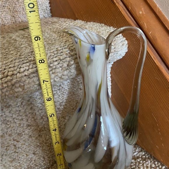 Vintage Swirled Murrhina Art Blown Glass Pitcher Vase EUC!! - Picture 11 of 11
